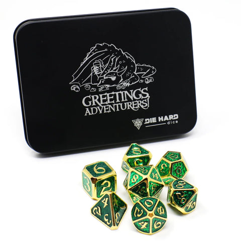 Die Hard Dice - Metal RPG Polyhedral Dice Set - Drakona Arita for Greetings Adventurers [7pc]