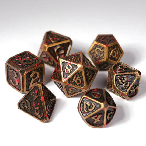 Die Hard Dice - Metal RPG Polyhedral Dice Set - Bloodscale Electrum [7pc]