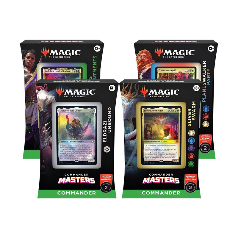 MTG Commander Masters - Commander Deck + Collector Booster Sample Pack | Complete 4 Deck Set
