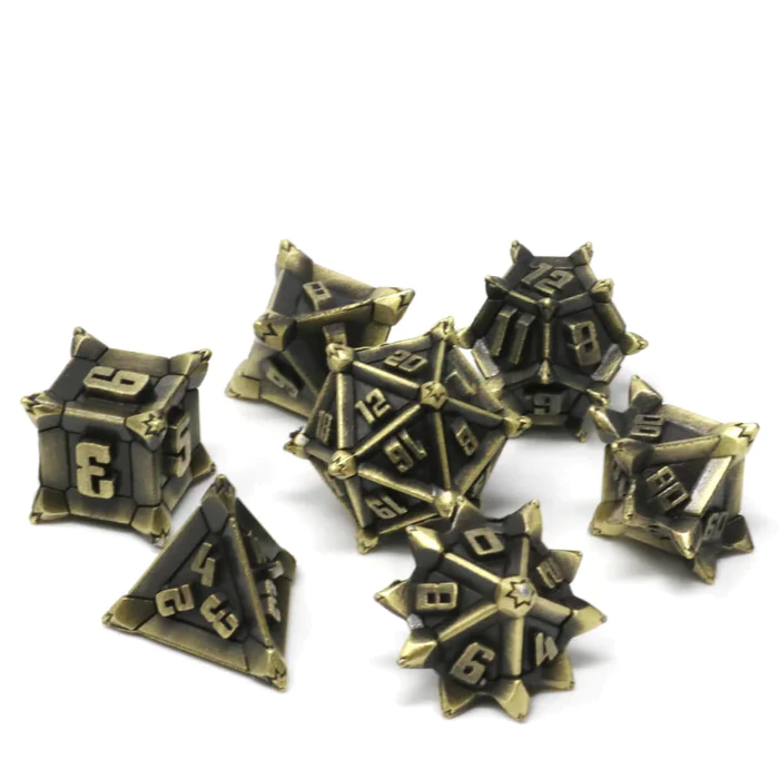 Die Hard Dice Metal RPG Polyhedral Dice Set - Thorncraft Gold [7pc]
