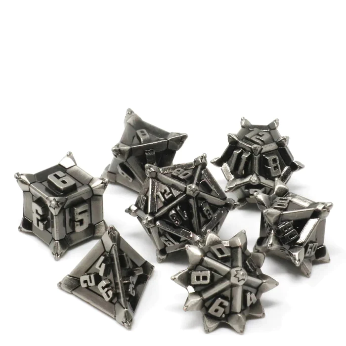 Die Hard Dice Metal RPG Polyhedral Dice Set - Thorncraft Silver [7pc]