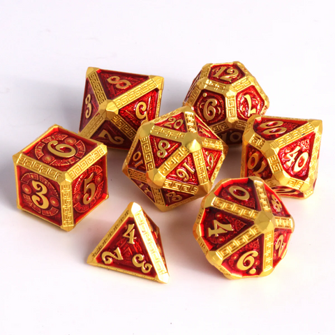 Die Hard Dice Metal RPG Polyhedral Dice Set - Imperium Gold w/ Ruby [7ct]