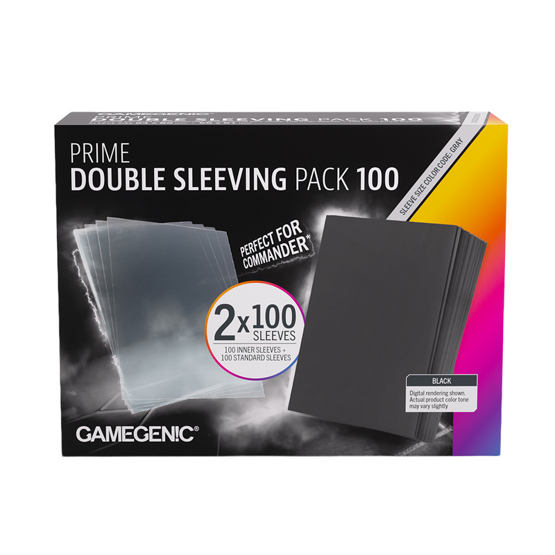 Gamegenic Matte Standard Prime Double Sleeving Pack - Black/Clear [2x100ct]