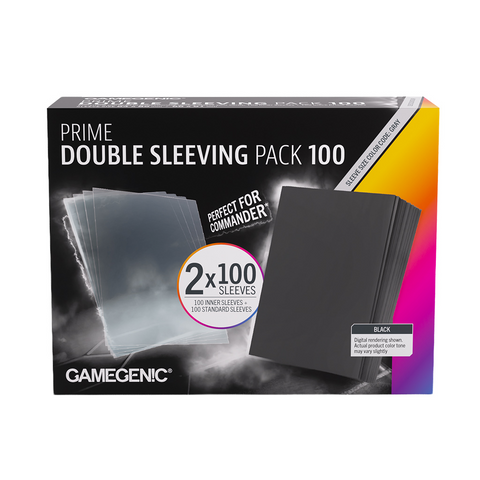 Gamegenic Matte Standard Prime Double Sleeving Pack - Black/Clear [2x100ct]