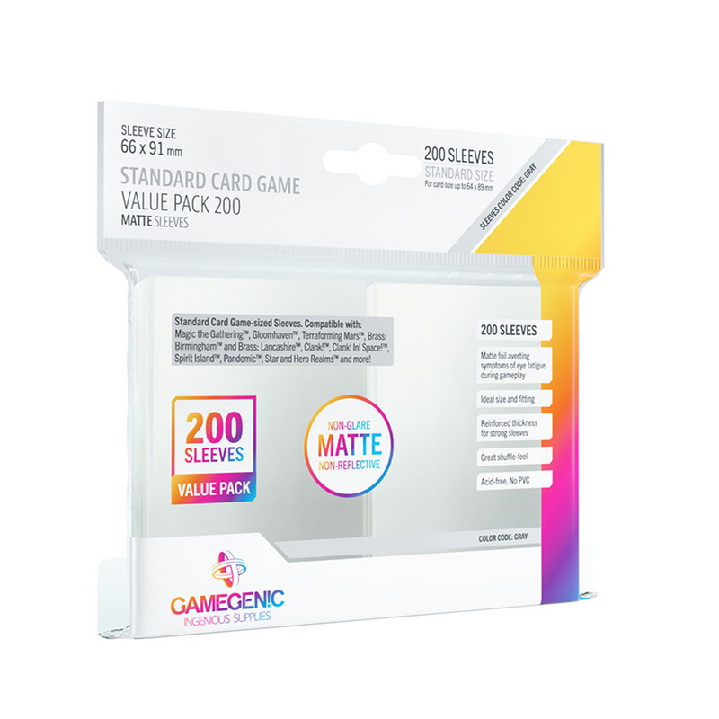 Gamegenic Matte Sleeves Standard Card Game-Size Value Pack [200ct]