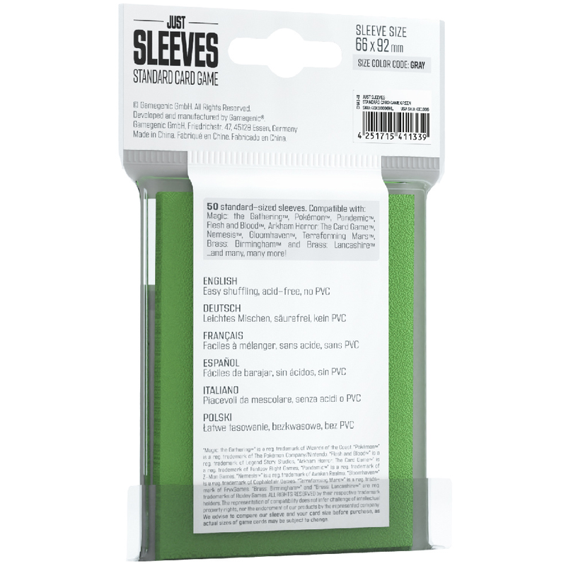 Gamegenic Just Sleeves: Standard Card Game - Green [50ct]