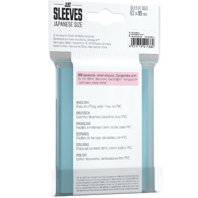Gamegenic Just Sleeves: Japanese Size - Clear [60ct]