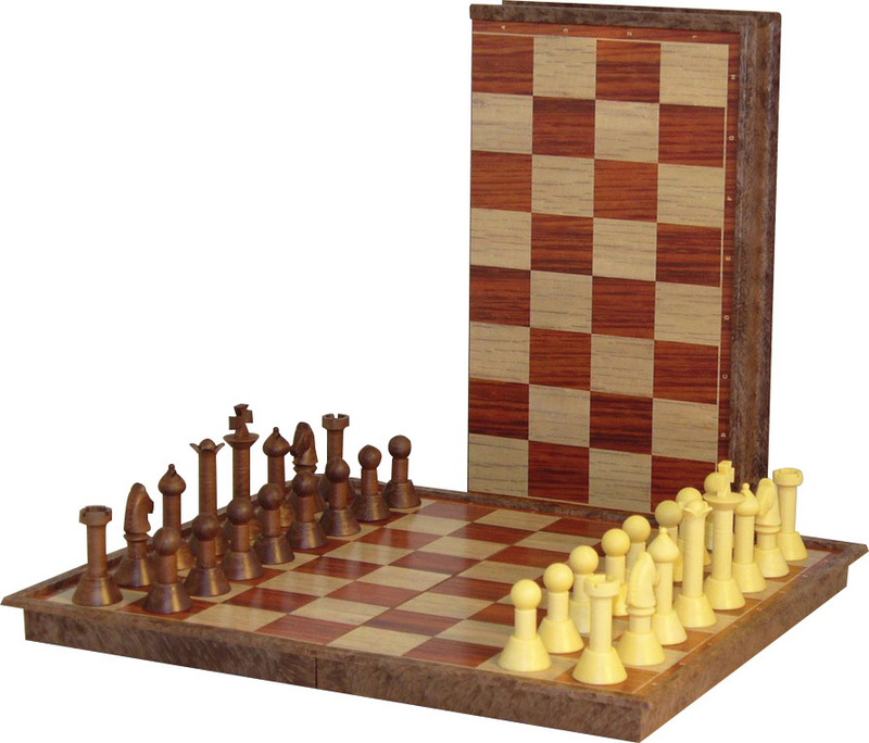 Chess: Wood-tone Folding Magnetic Chess Set