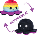 TeeTurtle: Reversible Octopus Plushie - Happy Black Sparkles/Angry Rainbow Stripes