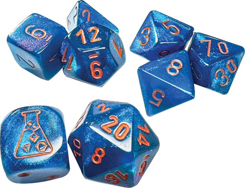 CHX 30069 Dice 9 Borealis Midnight/copper Polyhedral 7-Die Set (with bonus die)