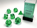 Chessex 23075 Translucent 7-die Set Green/White Dice Set [7ct]