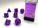 Chessex 23074 Translucent 7-die Set Purple/White Dice Set [7ct]