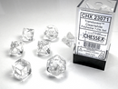 Chessex 23071 Translucent 7-die Set Clear W/White Dice Set [7ct]
