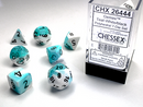 Chessex 26444 Gemini 7-die Set Teal-white/Black Dice Set [7ct]