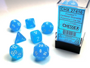 Chessex 27416 Frosted 7-die Set Caribbean Blue/White Dice Set [7ct]