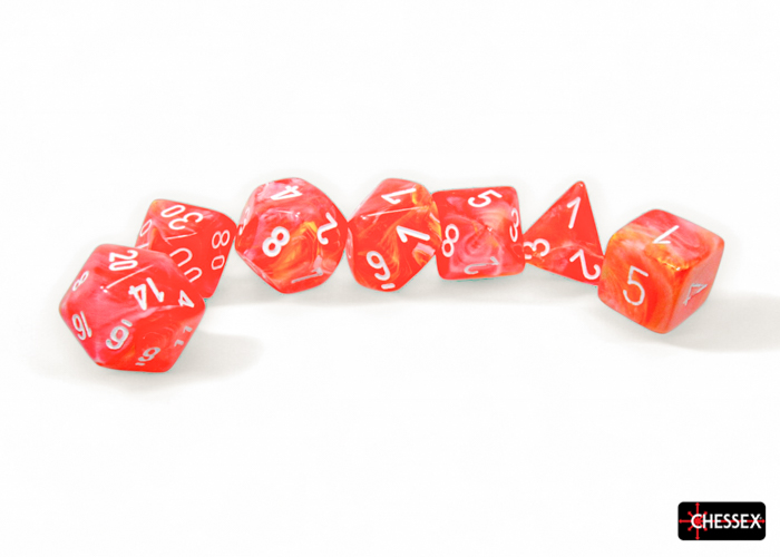 Chessex 27553 Festive 7-die Set Dahlia/White Luminary Dice Set [7ct]
