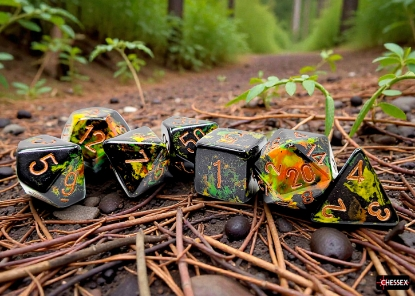 Chessex 24405 Brush 7-die Set Deep Forest/Gold Dice Set [7ct]