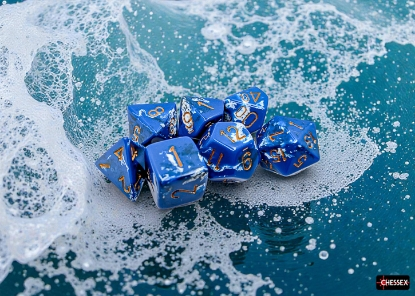 Chessex 24406 Brush 7-die Set Wavebreak/Gold Dice Set [7ct]
