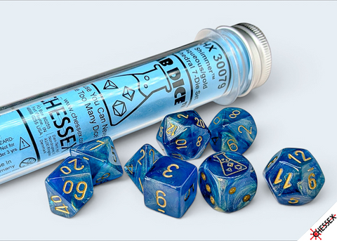 Chessex 30079 Shimmer Aqueous/Gold RPG Polyhedral Lab Dice Set [8pc]