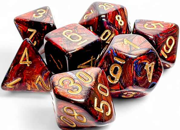 Chessex 22419 Scarab Blue Blood/Gold Dice RPG Mega Polyhedral Dice Set [7ct]