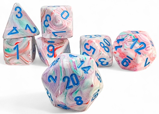 Chessex 22544 Festive Pop Art/Blue RPG Mega Polyhedral Dice Set [7ct]