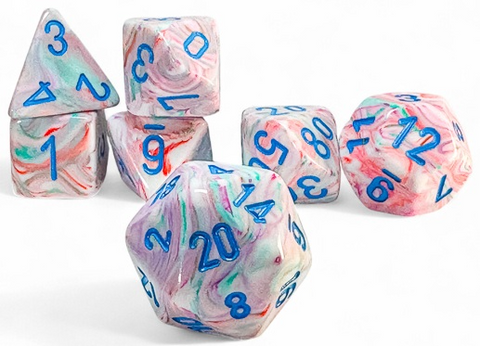 Chessex 22544 Festive Pop Art/Blue RPG Mega Polyhedral Dice Set [7ct]
