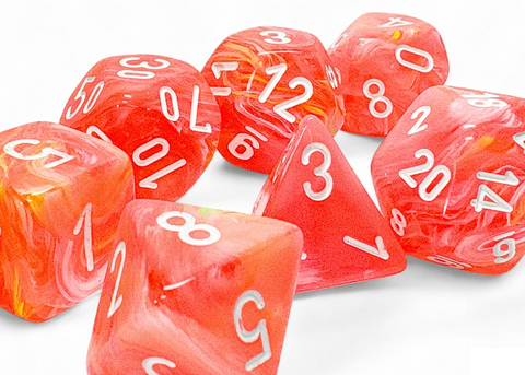 Chessex 22553 Festive Dahlia/White RPG Mega Polyhedral Dice Set [7ct]