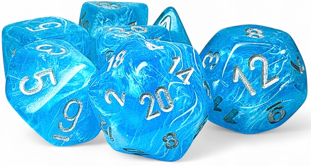 Chessex 22566 Luminary Sky/Silver RPG Mega Polyhedral Dice Set [7ct]