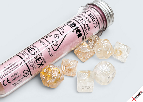 Chessex 30075 Borealis Champagne/White RPG Polyhedral Lab Dice Set [8pc]