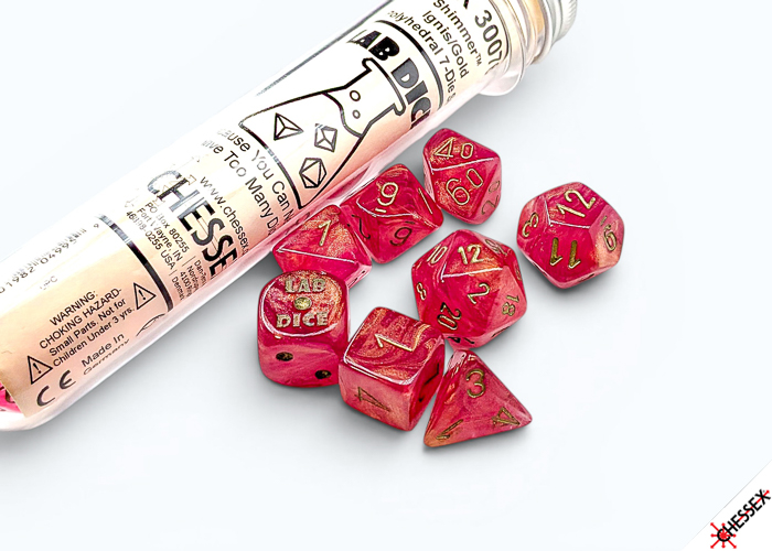 Chessex 30076 Shimmer Ignis/Gold RPG Polyhedral Lab Dice Set [8pc]