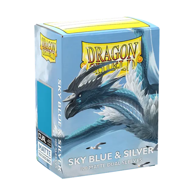 Dragon Shield Matte Dual Sleeves - Sky Blue & Silver [100ct Standard Size]