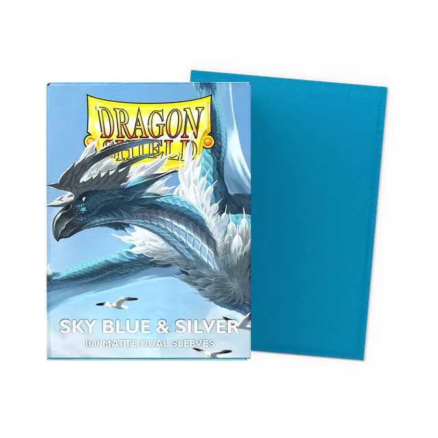 Dragon Shield Matte Dual Sleeves - Sky Blue & Silver [100ct Standard Size]