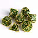 Die Hard Dice Metal RPG Polyhedral Dice Set - Sunwave Gold w/ Green [7ct]