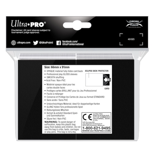 Ultra PRO Eclipse Gloss Standard Deck Protector Sleeves - Arctic White (100ct)