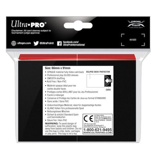 Ultra PRO Eclipse Gloss Standard Deck Protector Sleeves - Apple Red (100ct)