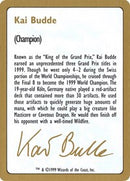 1999 Kai Budde Biography Card [World Championship Decks]
