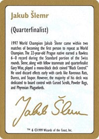 1999 Jakub Slemr Biography Card [World Championship Decks]