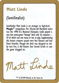 1999 Matt Linde Biography Card [World Championship Decks]