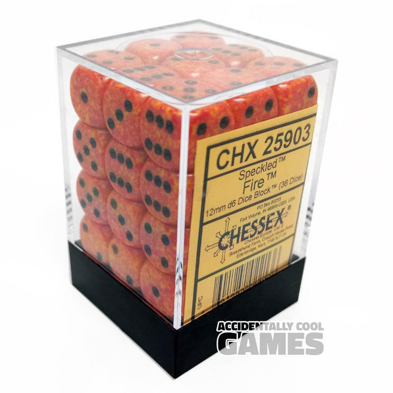Chessex 25903 Speckled Fire 12mm d6 Dice Block [36ct]