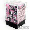 Chessex 26830 Gemini Black-Pink/White 12mm d6 Dice Block [36ct]