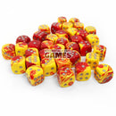 Chessex 26850 Gemini Red-Yellow/Silver 12mm d6 Dice Block [36ct]