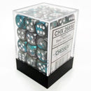 Chessex 26856 Gemini Steel-Teal/White 12mm d6 Dice Block [36ct]