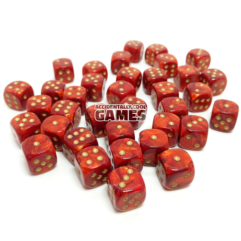 Chessex 27814 Scarab Scarlet/Gold 12mm d6 Dice Block [36ct]