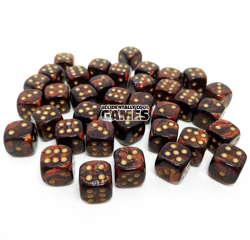 Chessex 27819 Scarab Blue Blood/Gold 12mm d6 Dice Block [36ct]