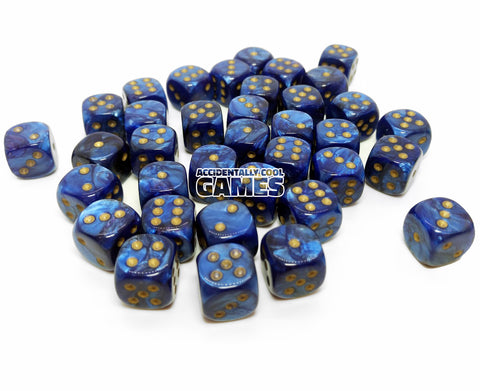 Chessex 27827 Scarab Royal Blue/Gold 12mm d6 Dice Block [36ct]