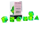 Chessex 26466 Gemini Translucent Green-Teal/Yellow RPG Polyhedral Dice Set [7ct]