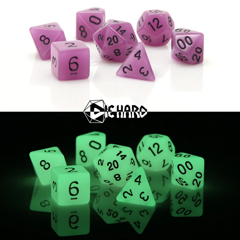 Die Hard Dice 941021 Glow-in-the-Dark Purple RPG Polyhedral Dice Set [7ct]