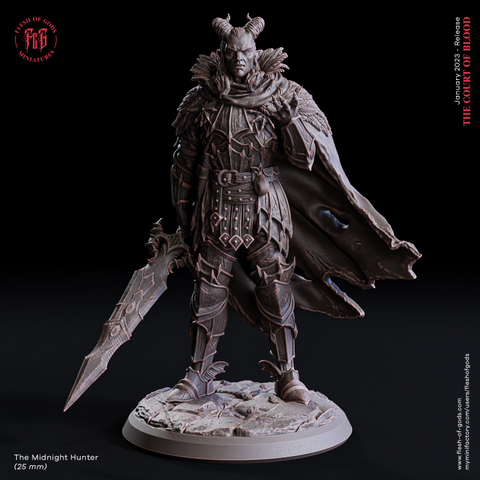 3DP | Flesh of Gods: The Court of Blood - The Midnight Hunter (Medium - 25mm base)