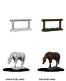 WizKids Deep Cuts Miniatures: W10 Horse & Hitch [Unpainted]