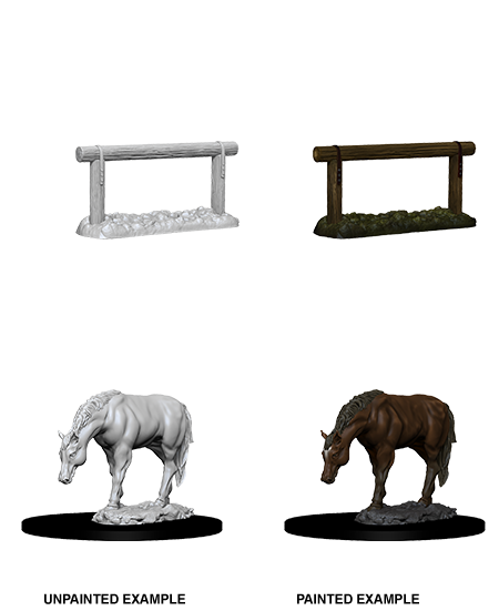 WizKids Deep Cuts Miniatures: W10 Horse & Hitch [Unpainted]